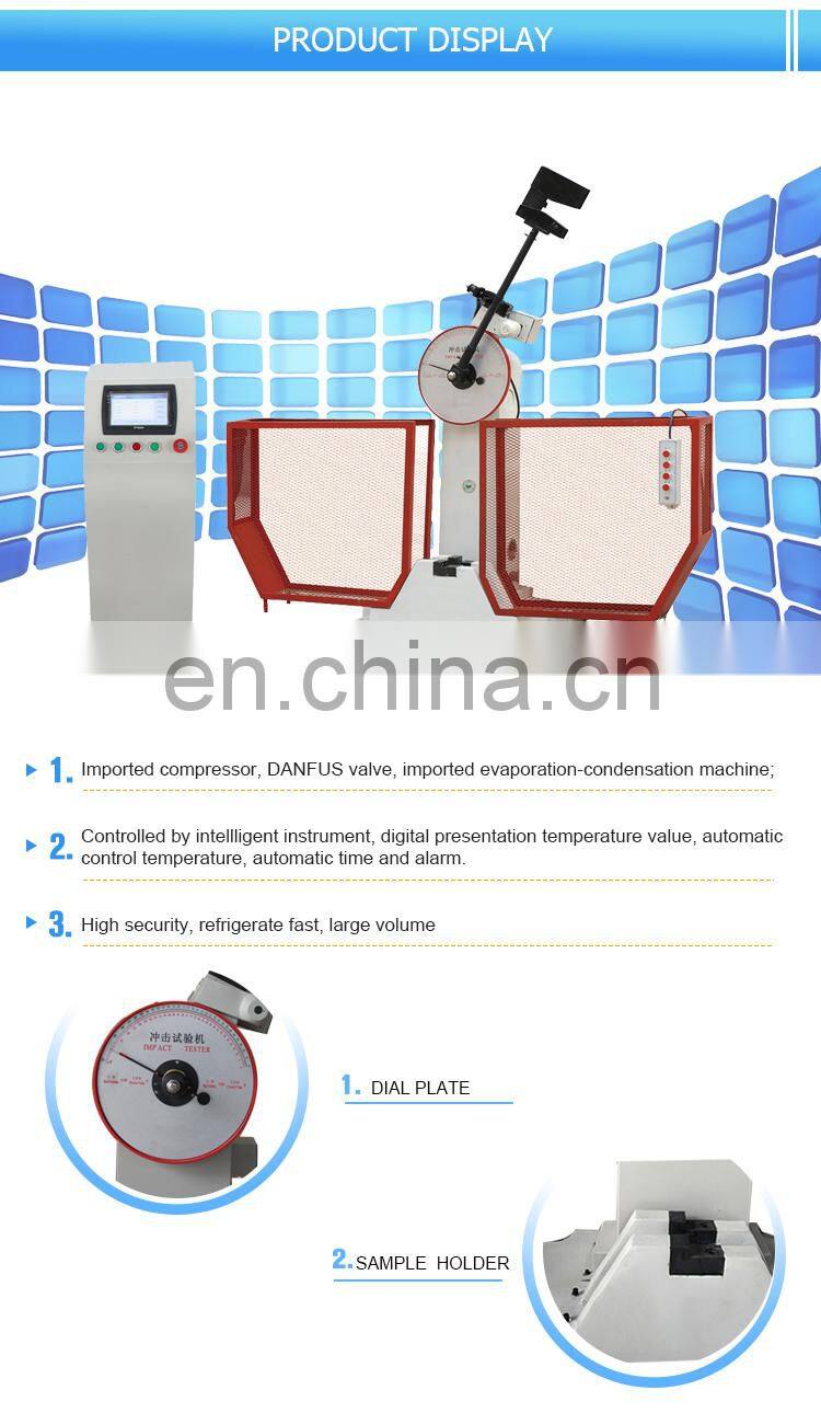 Multifunctional 300j charpy testing machine 500j pendulum impact tester -60c cooling bath with high quality