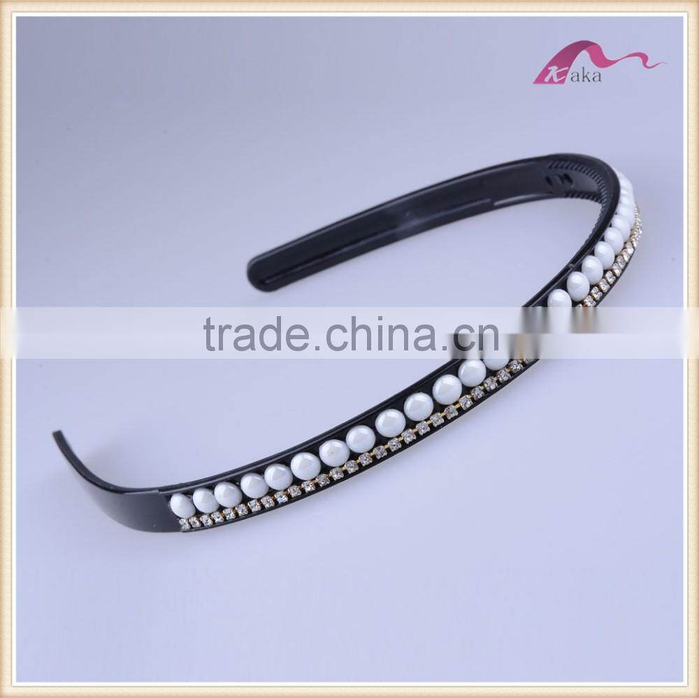 Latest fashion hair accessories with charm plastic pearl head band for women