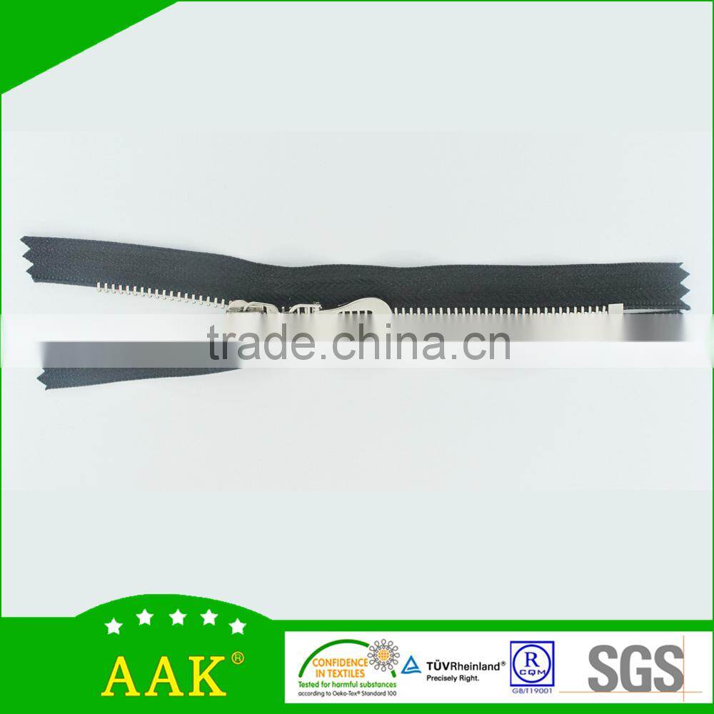 3#Shiny silver normal teeth close end metal zipper