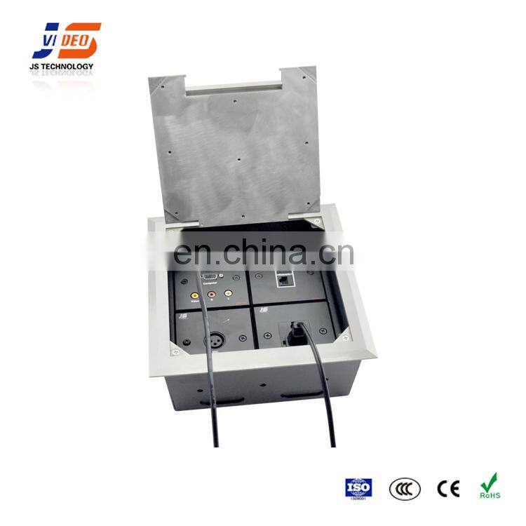 Silver Ac Brushed Golden Metal Power Multi Insert Network Floor Box