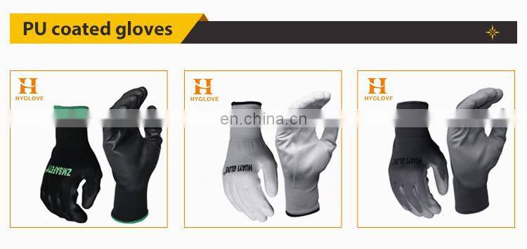 Black Protective PU Coated Safety Work Gloves for Industrial Hand Protection, Cleaning Work, Garden