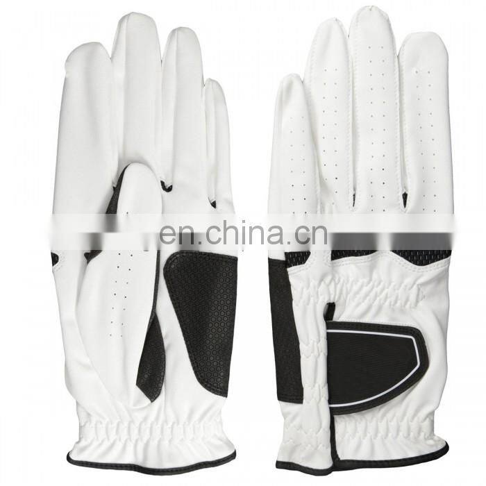 Man Lady Golf Gloves Custom Logo Cabretta Leather Palm Soft Men White OEM Color Feature Golf gloves