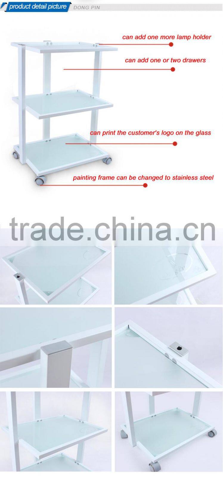 glass trolley cart with drawer