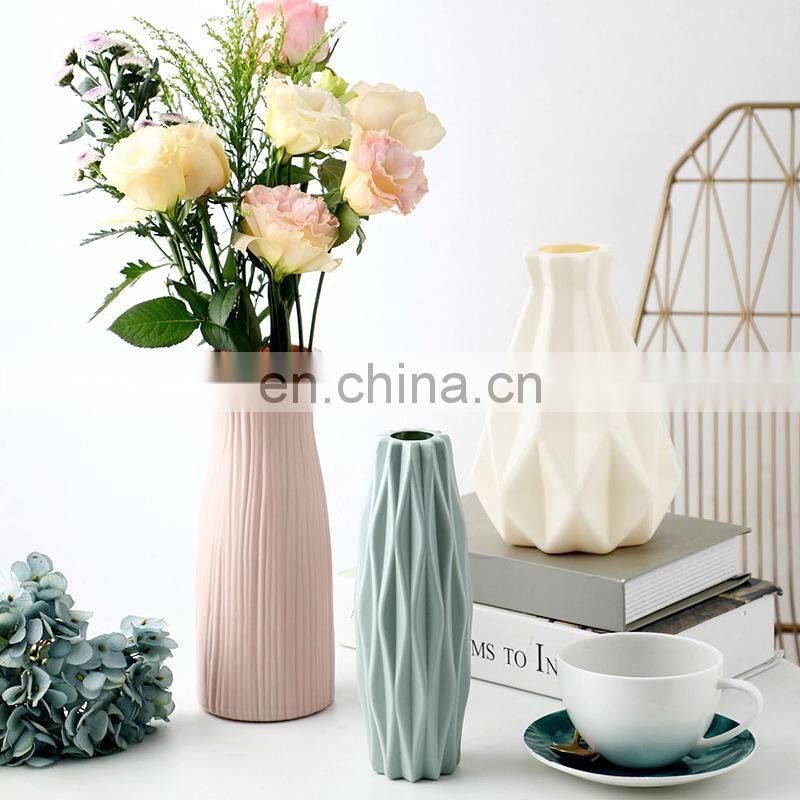 Plastic Flower Vase Decoration Home White Imitation Ceramic Flower Pot Nordic Decoration Vases for Flowers