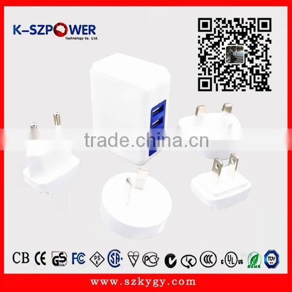 2016 G-series24W K- 054800 4 port usb travel charger 5V4.8A with CE UL