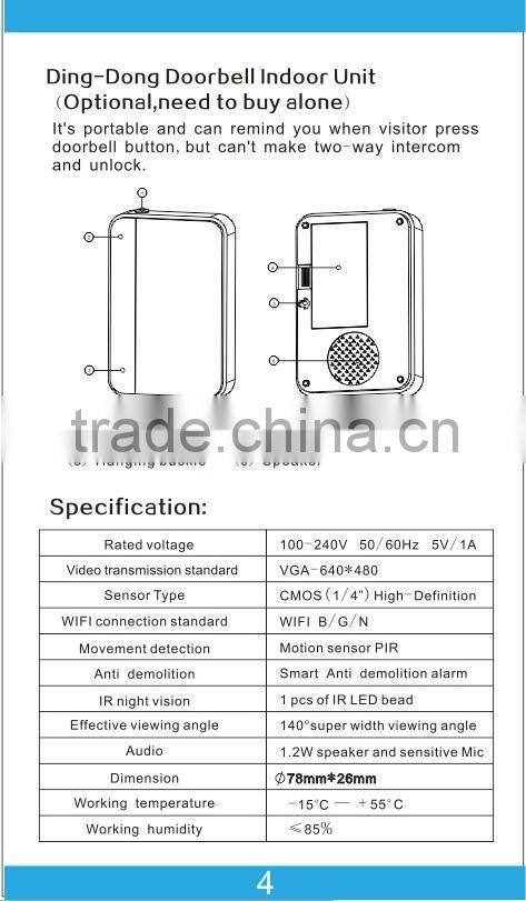 Winovatech smart bell hot sale smart home IP camera model H8 with android and ISO apps