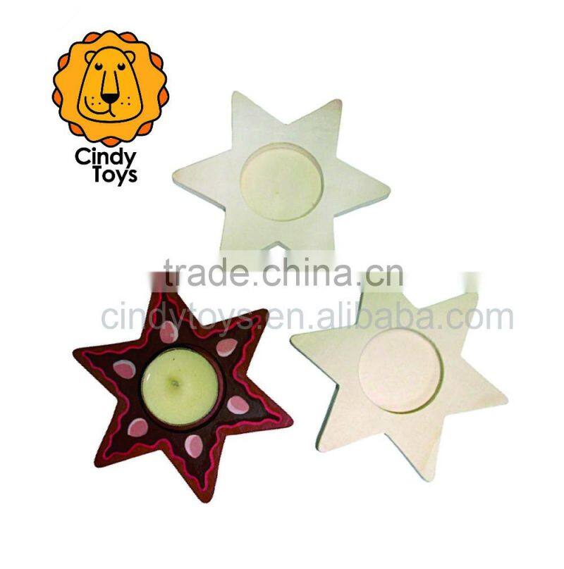 DIY Wooden Craft tealight holder Star set of 3 for Kids