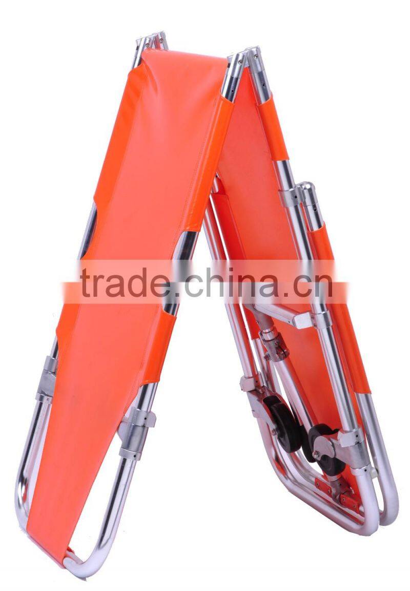 Ambulance folding stretcher with dual wheels adjustable back angle