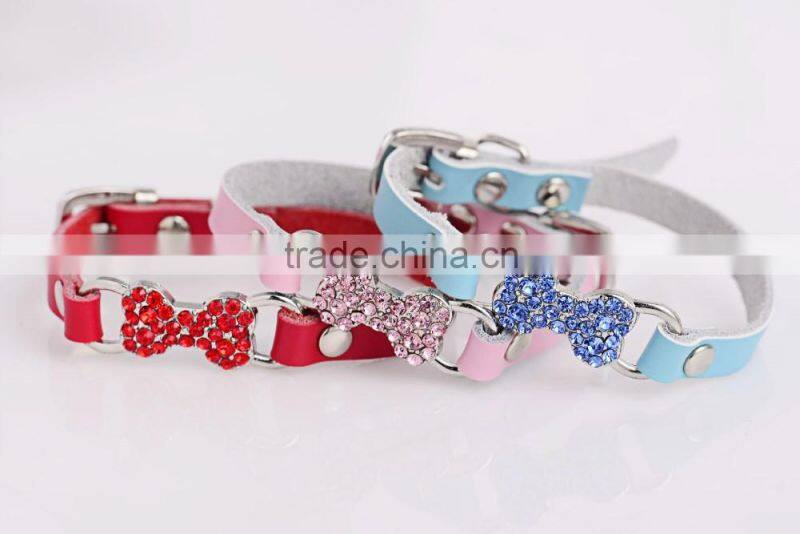 Wholesale diamond bone leather pet collar creative dog collars