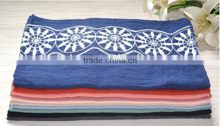 Autumn Winter Korean Fashion 3D Embroidery Design Cotton Scarf Ladies Pashmina Shawl