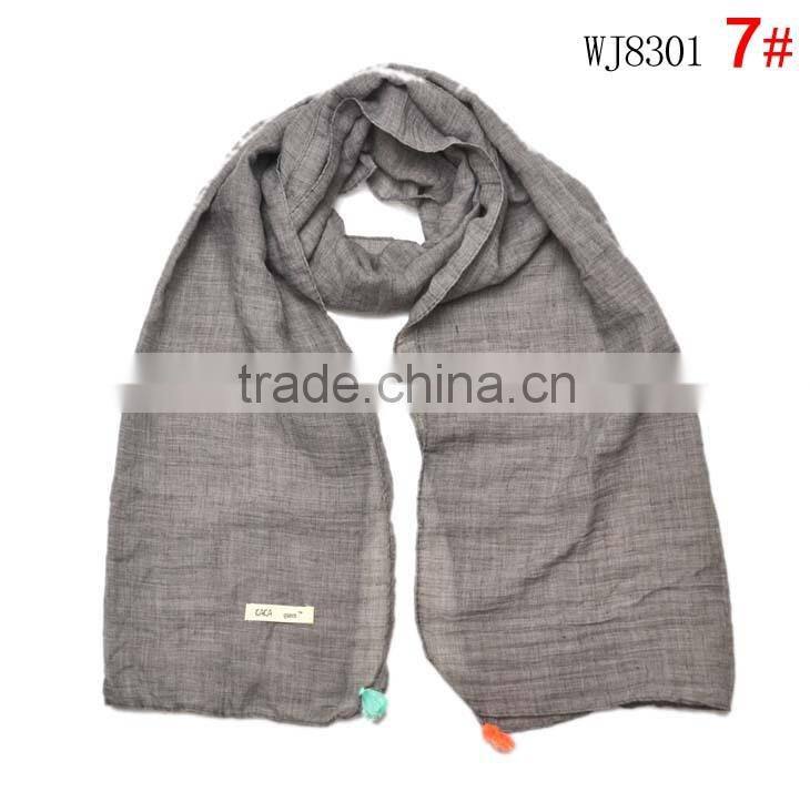 Wholesale Fashion Classic Tassel Style Kids Boys Girls Cotton Solid Plain Scarf