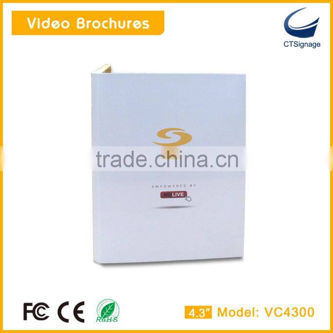 High quality 4.3 inch lcd screen video brochure video book video in print in card in paper for promotion vc4300