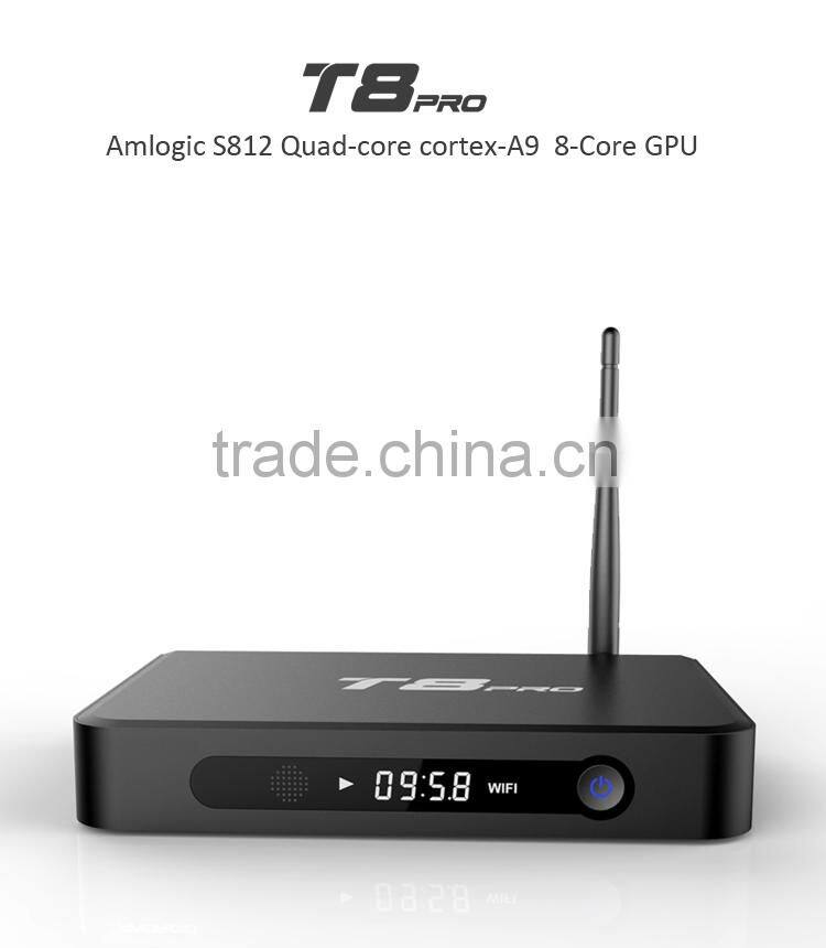 T8 PRO Quad core S812 box with cor-tex A9 arm XBMC Miracast bluetooth 3 usb ports