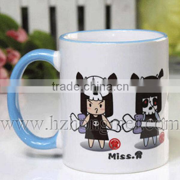 DIY 2015 Sublimation mug,great A white mug and edge color mug for heat transfer ,inside color mug,beside color mug,ceramic mug