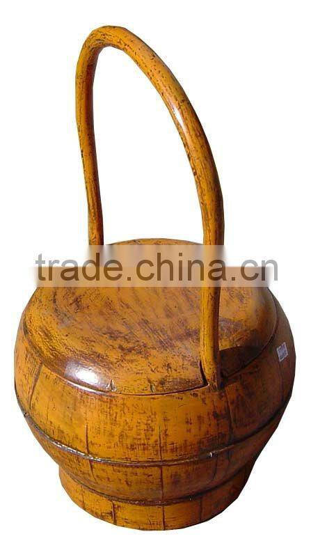 Reproduction vintage chinese classical antique solid wood basket