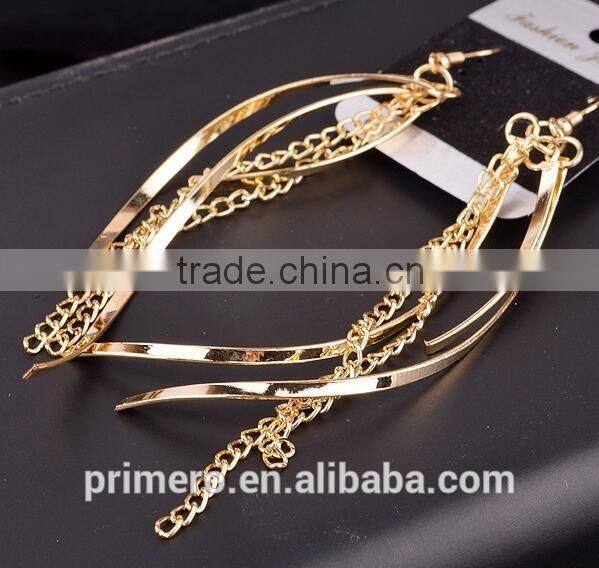 Simple Long Chain Tassel Dangle Earrings Fashion Gold Plated Designs For Women