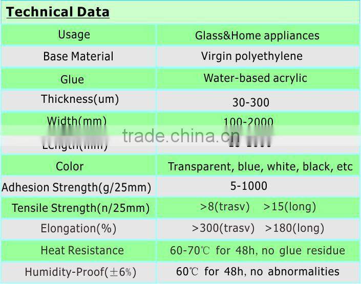pe plastic adhesive film protect glass and frame