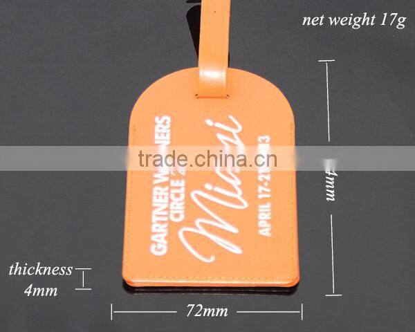 Orange Color Printing Logo Miami Souvenir Promotional Custom Leather Luggage Tags