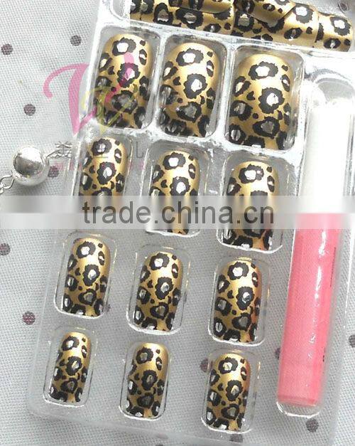 metallic leopard design nail tips2014 new products artificial nails false nails