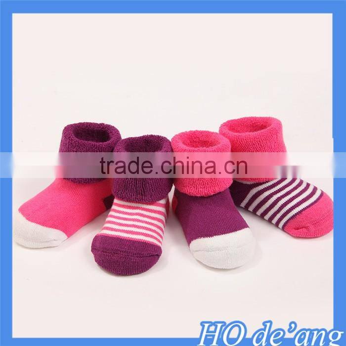 Hogift 4 pairs of set boys and girls cotton baby socks stripe cotton baby socks children's socks MHo-197