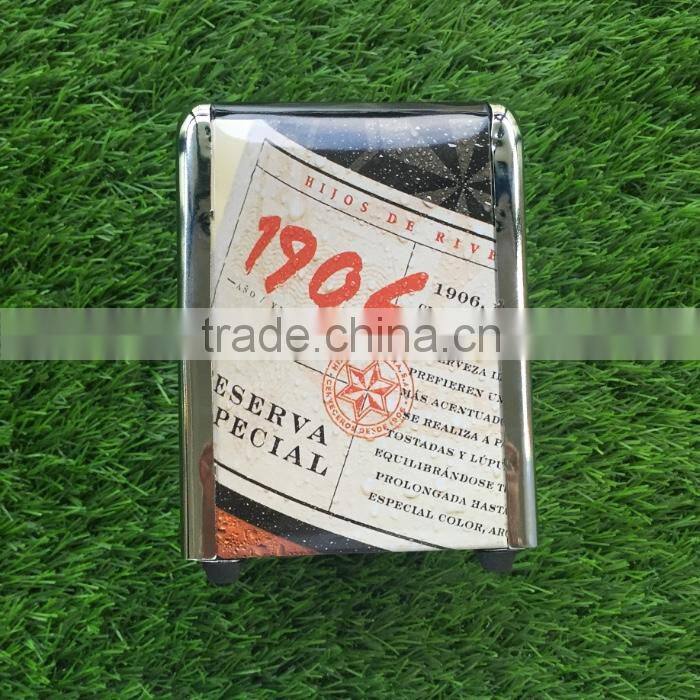 POS popular tin napkin holder with side menu holder