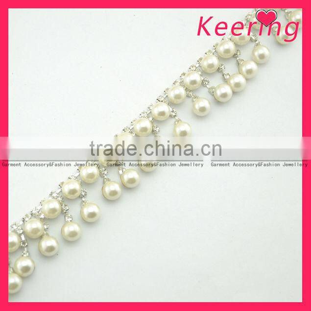 Wholesale pearl fashion trimming wedding Crystal Rhinestone Chain WRC-093