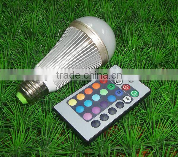 2014 Good quality E27 7W color changing RGB bulb with remote control