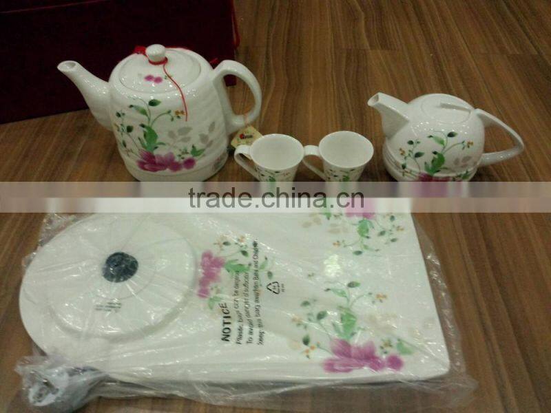 Chinese tradition design porcelain ceramic electric kettle set tea pot with ceramic cup 1.0L-2