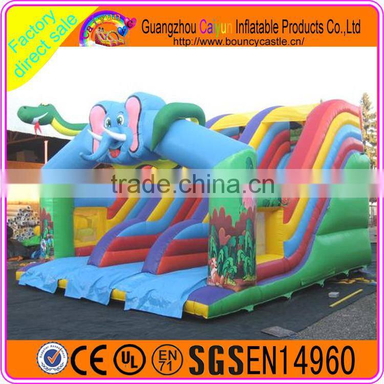 Elephant design inflatable plastic dry slide for sales