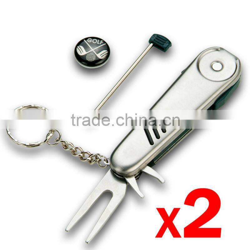 2 pcs Golf Multi-tool Brush Marker Pen Divot Pitch Holder Wooden Tees Golf Bags