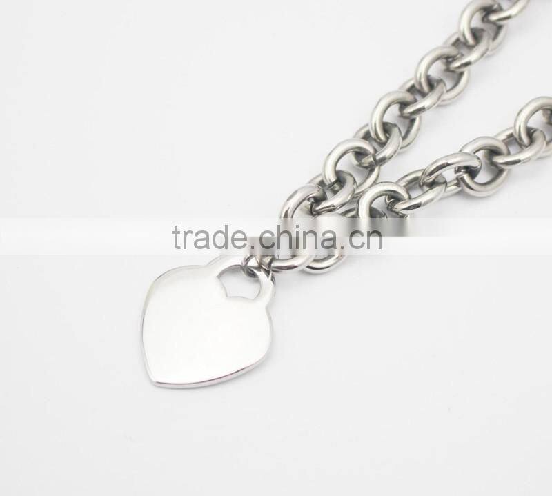 Top Quality Stainless Steel Chunky Chains Heart Necklace