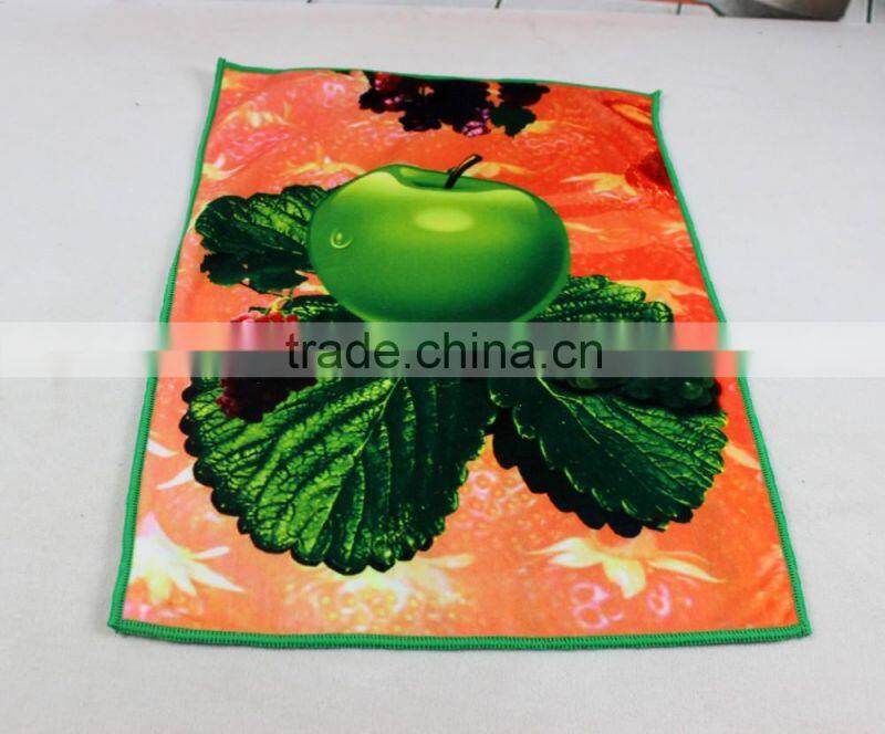 40x60cm 60g microfiber custom tea towel printing with fruit and flower