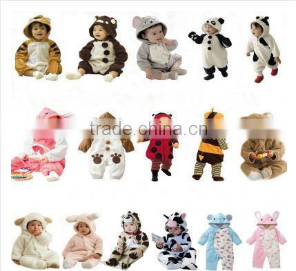 cute baby thickening plush clothes with hat/cute baby penguin shape clothes/wholesale baby clothes