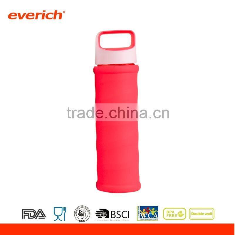 18oz wholesale bpa free Eco-friendly Glass Bottle with sleeve