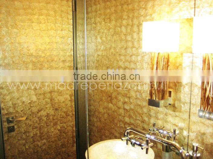 Natural capiz gold mother of pearl seashell mosaic wall tile wall panel
