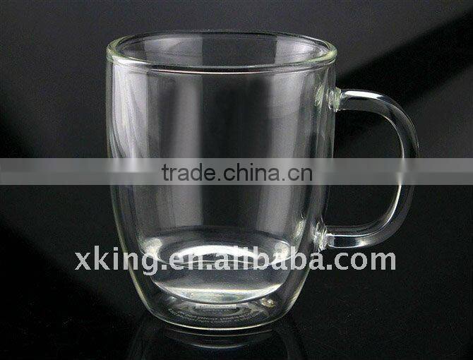 glass coffee cup maker with stainless steel handle