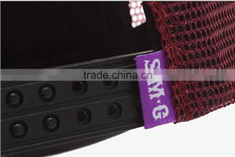 red wine flat brim trucker cap with foam mesh hat