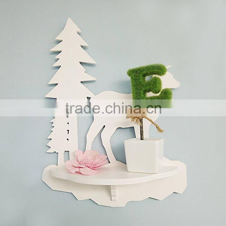 fashion fireproof shelf rack, good quality carved deer style plastic wall shelf