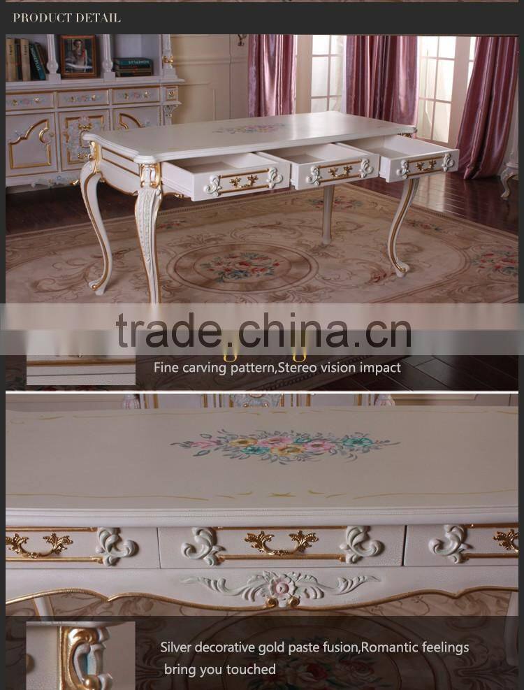 French Baroque Style Luxury Executive Office Desk/ European Classic Wood Writing Table/ Retro Furniture