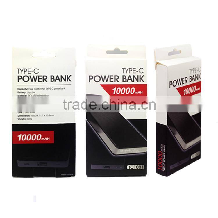 2016 New design hot travel external 10000mah type-c smartphone power bank