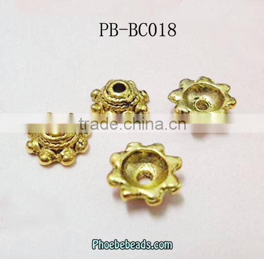 Wholesale 9mm DIY Jewelry Accessories Gold Alloy Flower Bead Spacer PB-BC018