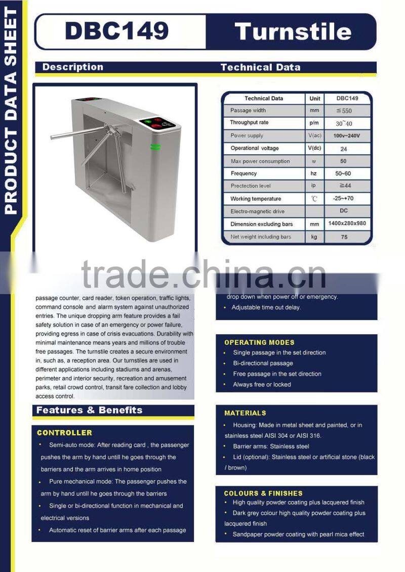 Wholesale Alibaba High Quality Bridge Type Tripod Turnstile Barrier Gate with Nice Design