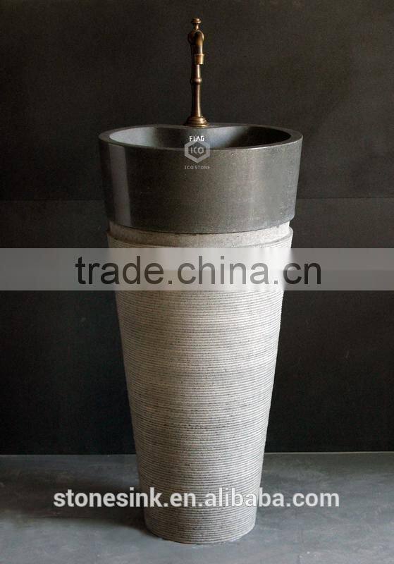 Hand carved granite bathroom pedestal sink