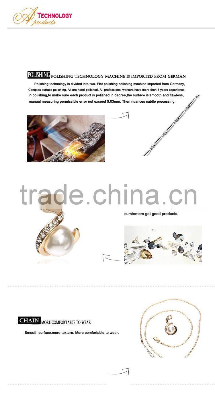 Fashion 18k Austrian Crystal Gold Plated Pearl Necklace For Women