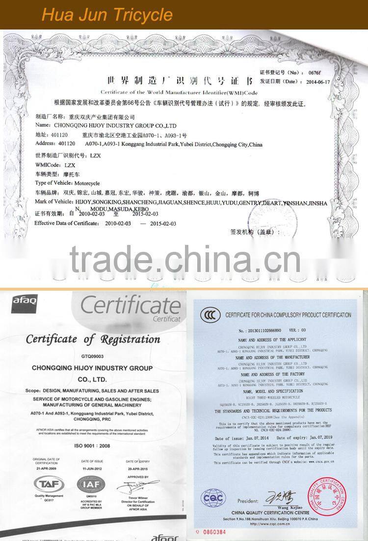 Made in Chongqing motorized gasoline heavy loading tipper cargo tricycle on sale