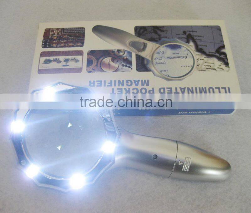 Handheld lighted magnifying glass/led illuminated magnifier
