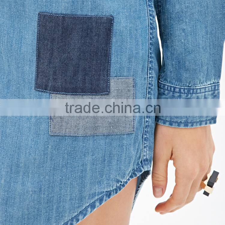 Latest Denim Shirt Dress,Women Fashion New Design Causal Classic wear