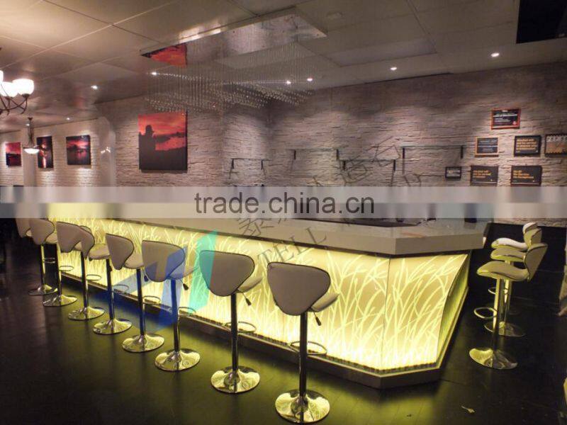 Nightclub Bar Counter,Led Counter, L-Shape led light reception desktop Designs