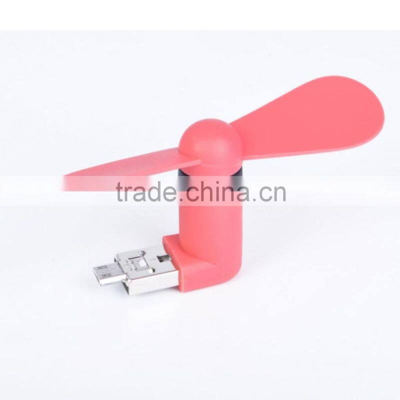 Summer Android phone OTG small mini USB fan portable dual use blue, white, pink, green, orange, black optional