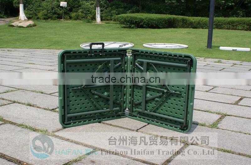 durable 122cmadjustable green troop plastic folding dining table and chair with lock/high quality plastic dining table for troop